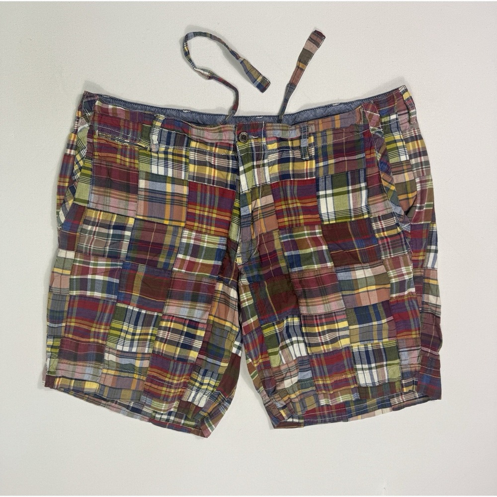 Polo Ralph Lauren Shorts Men 38 Drawstring Madras Patchwork Plaid 9.5" Inseam